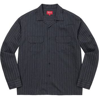 Camisas Supreme Pinstripe Linen Azul Marino | CL372CE